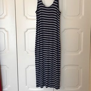 Navy and white striped dress